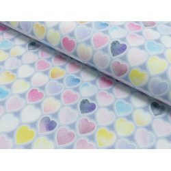 French Terry - Aquarell Herzen weiß flieder pastell